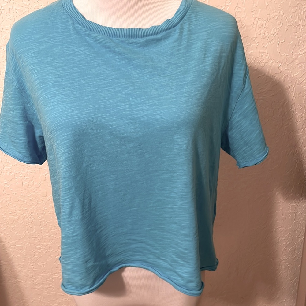 Bobi turquoise cropped cotton top size small